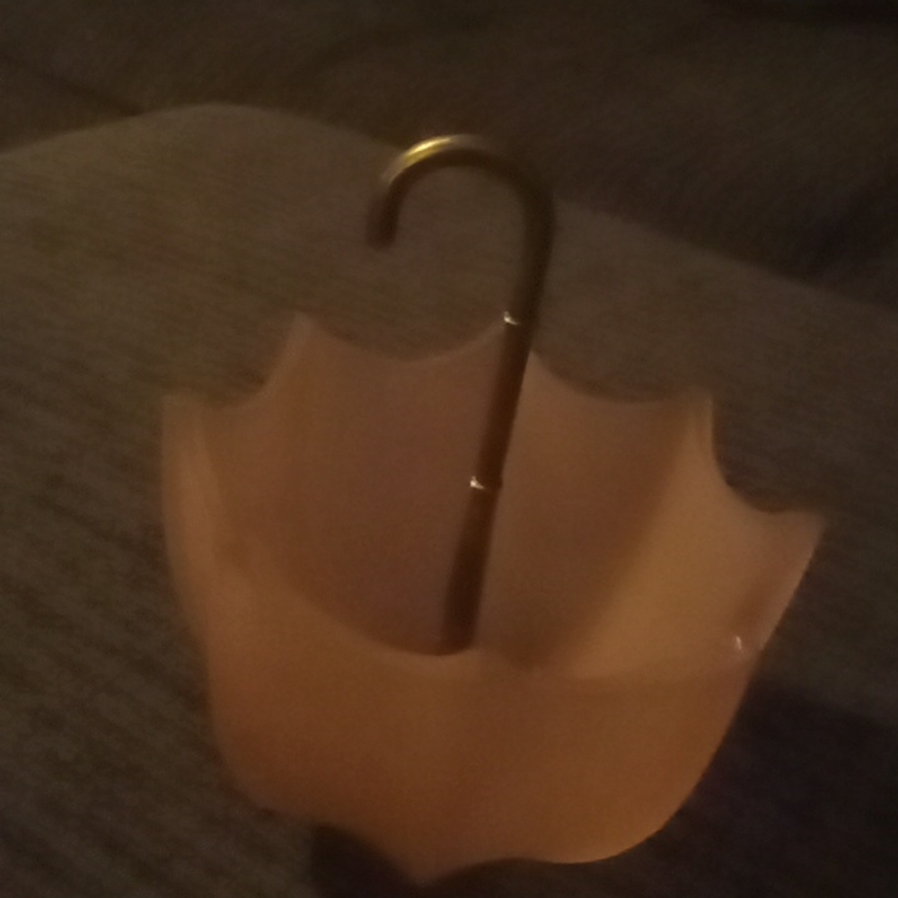 VINTAGE FENTON 1950’s PINK FROSTED SATIN GLASS UMBRELLA TRINKET CANDY DISH BOWL
